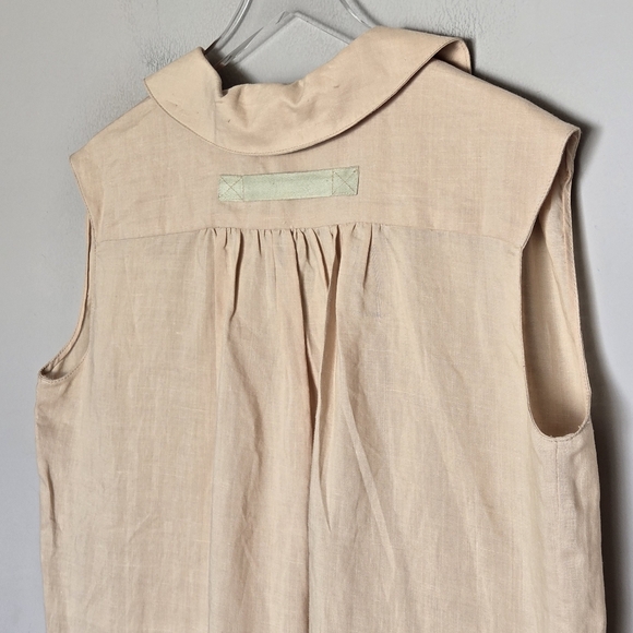 Anthropologie Irene's Story 100% Linen Sleeveless Boho Lagenlook Mini Dress L - Picture 5 of 8